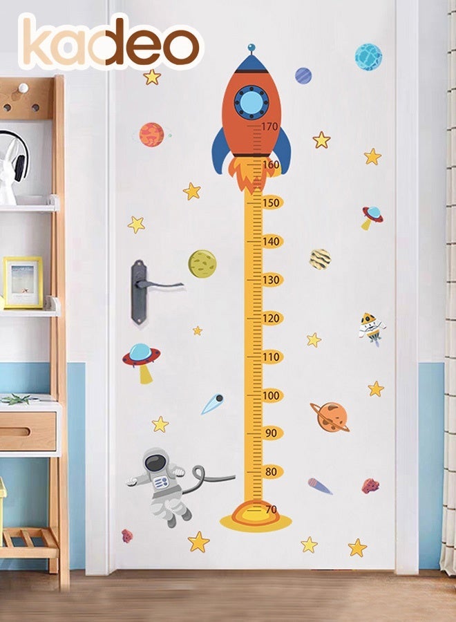 kadeo Kids Height Growth Wall Sticker Chart, Rocket Pattern, Removable and Waterproof, Measuring Wall Ruler for Children'S Room Decoration Suitable for Living Room Bedroom Porch Wallpaper - Image 1